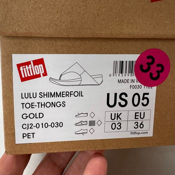 Fitflop Lulu Shimmerfoil Platform Toe-Thongs Sandal Gold Women 5 NWB - Picture 11 of 11